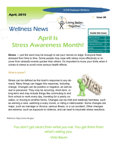April Is Stress Awareness Month! Wellness News April, 2015