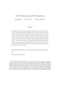 Public information and IPO underpricing Einar Bakke Tore E. Leite Karin S. Thorburn