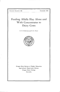 With Concentrates to Feeding- Alfalfa Hay Alone and Dairy Cows Agricultural Experiment Station