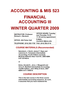 ACCOUNTING &amp; MIS 523 FINANCIAL ACCOUNTING III WINTER QUARTER 2009