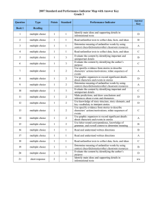 2007 Standard and Performance Indicator Map with Answer Key Grade 3
