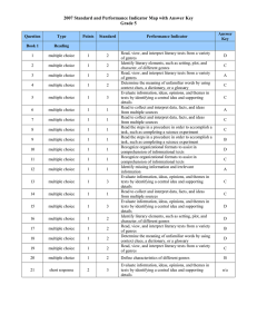 2007 Standard and Performance Indicator Map with Answer Key Grade 5