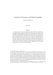 Corporate Governance and Market Liquidity Ariadna Dumitrescu July 2011