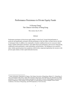 Performance Persistence in Private Equity Funds  Ji-Woong Chung
