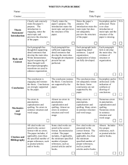 Rubric for essay doc