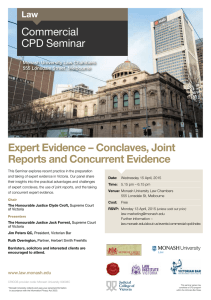 Expert Evidence – Conclaves, Joint Reports and Concurrent Evidence Commercial CPD Seminar