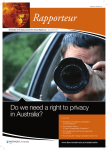 Rapporteur Do we need a right to privacy in Australia? Inside