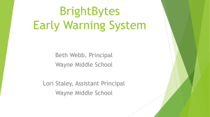 BrightBytes Early Warning System Beth Webb, Principal Wayne Middle School