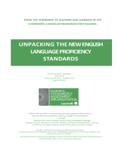 UNPACKING THE NEW ENGLISH  LANGUAGE PROFICIENCY  STANDARDS   