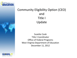 Community Eligibility Option (CEO) and Title I Update