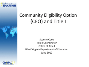 (CEO) and Title I Community Eligibility Option Suzette Cook Title I Coordinator