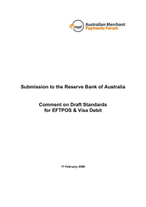 Submission to the Reserve Bank of Australia Comment on Draft Standards