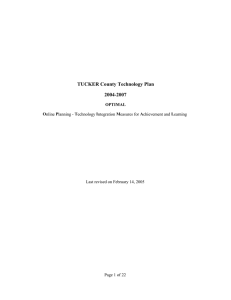 TUCKER County Technology Plan 2004-2007