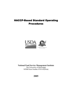 HACCP­Based Standard Operating   2005 National Food Service Management Institute