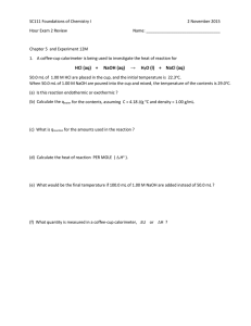 SC111 Foundations of Chemistry I  2 November 2015 Hour Exam 2 Review