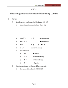 CH 31  Electromagnetic Oscillations and Alternating Current  I. Review