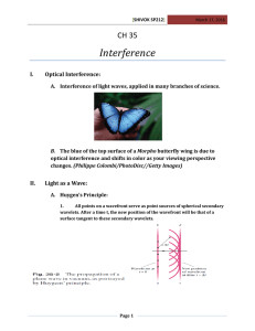 Interference CH 35  I. Optical	Interference: