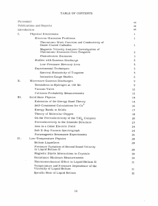 TABLE  OF  CONTENTS Personnel Publications  and  Reports ix