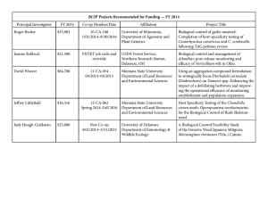 BCIP Projects Recommended for Funding — FY 2014 Principal Investigator FY 2014