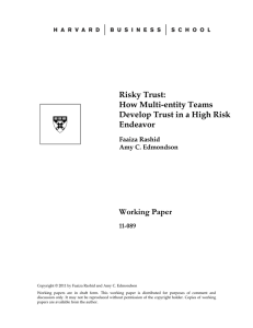 Risky Trust: How Multi-entity Teams Develop Trust in a High Risk Endeavor