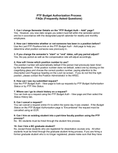 PTF Budget Authorization Process FAQs (Frequently Asked Questions)