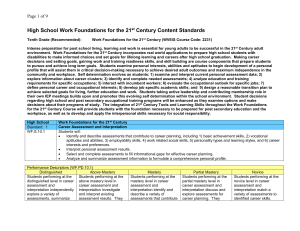 High School Work Foundations for the 21 Century Content Standards