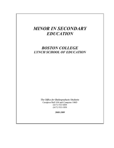 MINOR IN SECONDARY EDUCATION  BOSTON COLLEGE