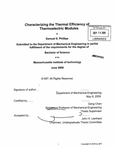 Thermoelectric  Modules Characterizing  the Thermal  Efficiency of