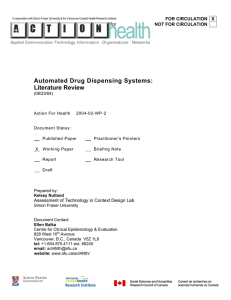 Automated Drug Dispensing Systems: Literature Review FOR CIRCULATION X