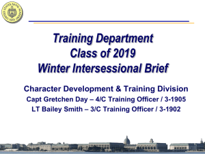 Training Department Class of 2019 Winter Intersessional Brief Character Development &amp; Training Division