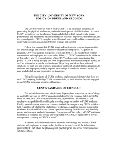 THE CITY UNIVERSITY OF NEW YORK POLICY ON DRUGS AND ALCOHOL