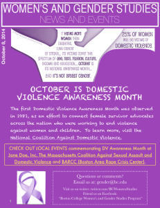 WOMEN’S AND GENDER STUDIES  NEWS AND EVENTS OCTOBER IS DOMESTIC