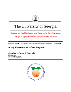 The University of Georgia 2003 Farm Gate Value Report Sou