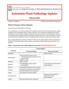 Extension Plant Pathology Update Plant Disease Clinic Report February 2013