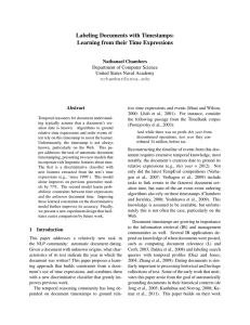 Labeling Documents with Timestamps: Learning from their Time Expressions Nathanael Chambers