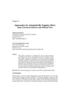 Approaches for Automatically Tagging Affect: Chapter X