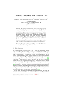 Two-Party Computing with Encrypted Data Seung Geol Choi , Ariel Elbaz