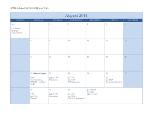 August 2011 SP211 Syllabus Fall 2011 MWF with T lab