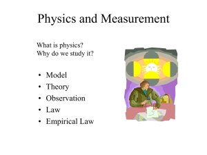 Physics and Measurement • Model • Theory • Observation