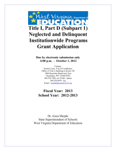 Title I, Part D (Subpart 1) Neglected and Delinquent Institutionwide Programs Grant Application