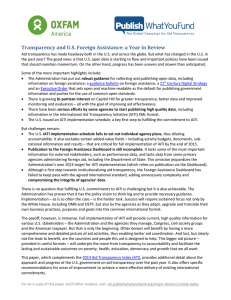 Transparency and U.S. Foreign Assistance: a Year in Review
