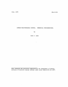 July,  1978 ESL-P-833 LINEAR MULTIVARIABLE  CONTROL. NUMERICAL CONSIDERATIONS.