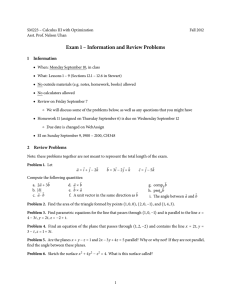 Exam 1 – Information and Review Problems 1 Information