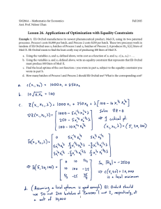 Lesson ��. Applications of Optimization with Equality Constraints