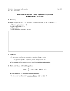 Lesson 10. First-Order Linear Differential Equations with Constant Coefficients 0 Warm up