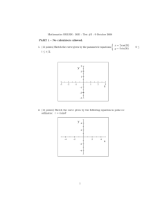 Mathematics SM122S - 2021 - Test #2 - 9 October... PART 1 - No calculators allowed. x = 2 cos(3t)