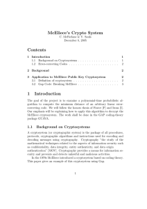 McEliece’s Crypto System Contents