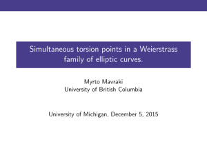 Simultaneous torsion points in a Weierstrass family of elliptic curves. Myrto Mavraki
