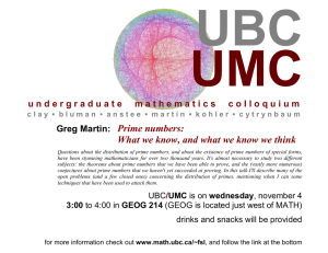 UMC UBC Prime numbers: What we know, and what we know we think