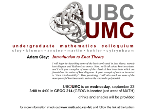 UMC UBC Introduction to Knot Theory